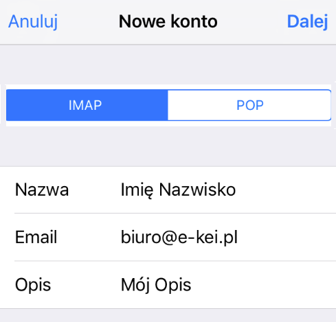 Konfiguracja konta e-mail iOS 10 (iPhone)