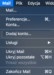 Konfiguracja poczty w programie Mail systememu Mac OS
